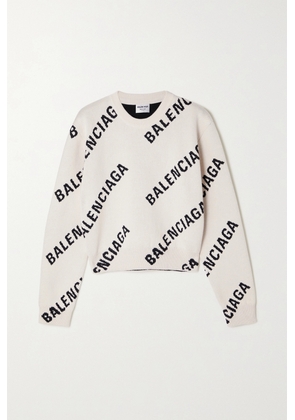 Balenciaga - Intarsia Cotton-blend Sweater - White - XL