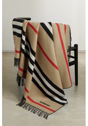 Burberry - Fringed Striped Cashmere Blanket - Neutrals - One size