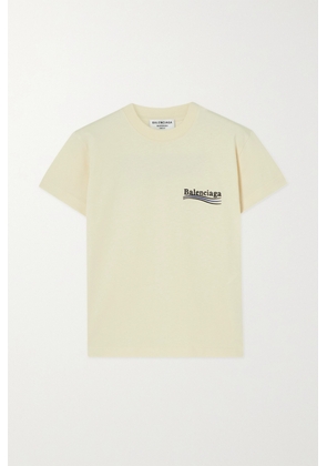 Balenciaga - Embroidered Cotton-jersey T-shirt - Cream - XS,S,M,L,XL