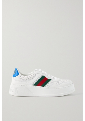 Gucci - Chunky B Webbing-trimmed Perforated Leather Sneakers - White - IT34,IT35,IT35.5,IT36,IT36.5,IT37,IT37.5,IT38,IT38.5,IT39,IT39.5,IT40,IT40.5,IT41,IT41.5,IT42