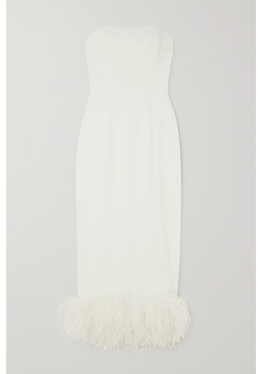 16ARLINGTON - Minelli Strapless Feather-trimmed Crepe Midi Dress - White - UK 4,UK 6,UK 8,UK 10,UK 12,UK 14,UK 16
