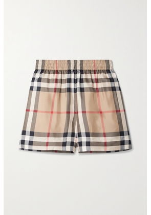 Burberry - Checked Silk-twill Shorts - Neutrals - UK 2,UK 4,UK 6,UK 8,UK 10,UK 12,UK 14,UK 16