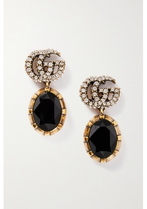 Gucci - Gold-tone And Crystal Earrings - Black - One size