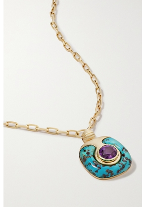 Retrouvaí - 14-karat Gold, Turquoise And Amethyst Necklace - One size