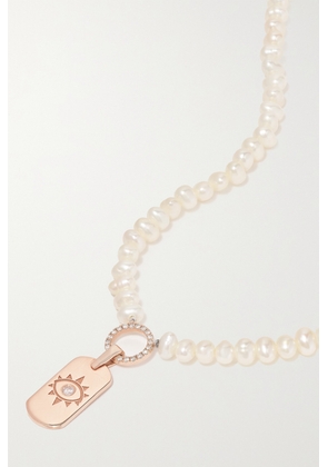 Diane Kordas - Evil Eye 14-karat Rose Gold, Pearl And Diamond Necklace - One size