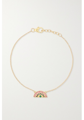 Andrea Fohrman - Mini Rainbow 14-karat Gold, Sapphire And Emerald Bracelet - One size