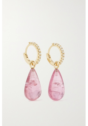 Andrea Fohrman - 14-karat Gold, Tourmaline And Diamond Hoop Earrings - Pink - One size