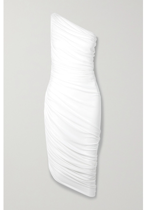 Norma Kamali - Diana One-shoulder Ruched Stretch-jersey Dress - White - xx small,x small,small,medium,large,x large