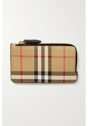 Burberry - Checked Canvas And Leather Cardholder - Neutrals - One size