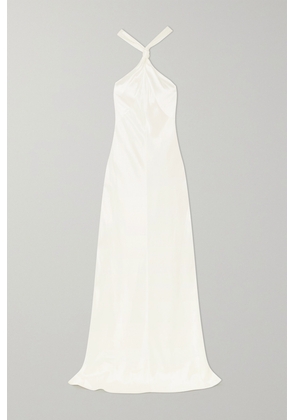 Galvan - Santorini Twisted Halterneck Silk-satin Gown - White - FR34,FR36,FR38,FR40,FR42,FR44