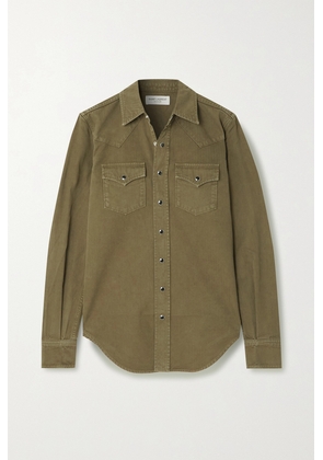 SAINT LAURENT - Herringbone Cotton Shirt - Green - XS,S,M,L,XL