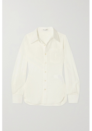 SAINT LAURENT - Embroidered Cotton And Linen-blend Shirt - White - FR34,FR36,FR38,FR40,FR42