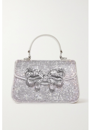 Judith Leiber Couture - Mini Crystal-embellished Bow-detailed Metallic Leather Tote - Silver - One size