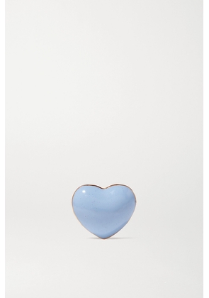 Alison Lou - Mini Puffy Heart 14-karat Gold And Enamel Earring - Blue - One size