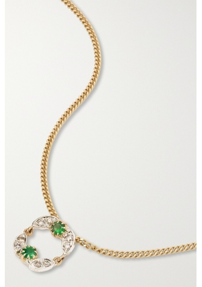 Pascale Monvoisin - Ava 9-karat Gold And Sterling Silver, Emerald And Diamond Necklace - One size