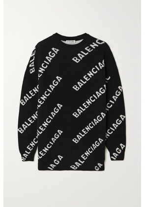 Balenciaga - Oversized Intarsia Wool-blend Sweater - Black - XS,L