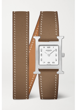 Hermès Timepieces - Heure H 25mm Small Stainless Steel And Leather Watch - Brown - One size