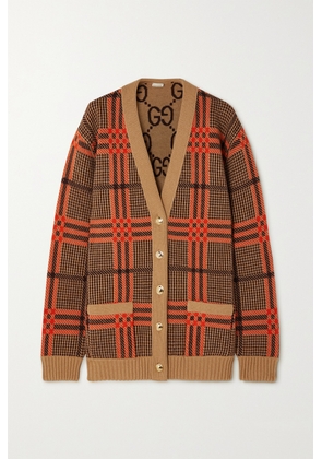 Gucci - Love Parade Reversible Checked Wool-blend Jacquard Cardigan - Brown - XXS,XS,S,M,L
