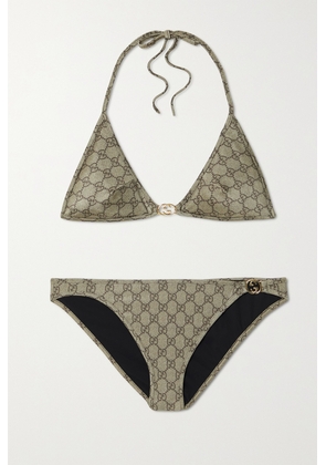 Gucci - Embellished Printed Bikini - Neutrals - XXS,XS,S,M,L,XL