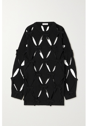 Valentino Garavani - Cutout Bow-detailed Wool Sweater - Black - x small,small,medium,large,x large