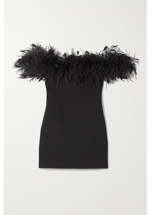 Valentino Garavani - Feather-trimmed Wool And Silk-blend Mini Dress - Black - IT36,IT38,IT40,IT42,IT44