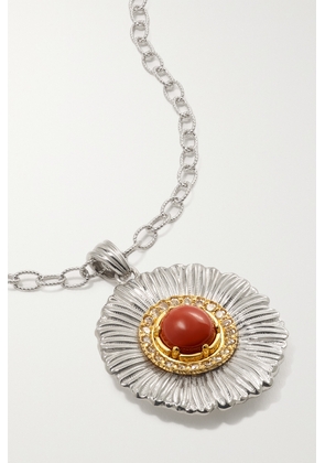 Buccellati - Blossom Sterling Silver And Gold-plated, Jasper And Diamond Necklace - One size