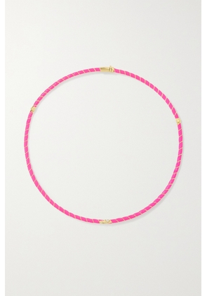 Yvonne Léon - 9-karat Gold And Enamel Diamond Necklace - Pink - One size