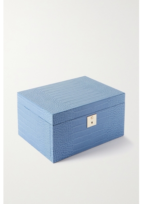 Smythson - Mara Croc-effect Leather Jewelry Box - Blue - One size