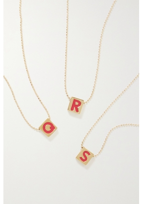 Roxanne Assoulin - Initial This Gold-plated And Enamel Necklace - Red - A,B,C,D,E,F,G,H,I,J,K,L,M,N,O,P,Q,R,S,T,U,V,W,X,Y,Z