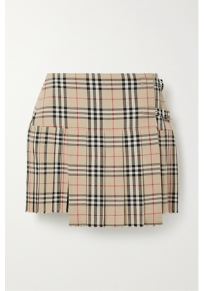Burberry - Pleated Checked Wool Mini Skirt - Neutrals - UK 2,UK 4,UK 6,UK 8,UK 10,UK 12,UK 14,UK 16