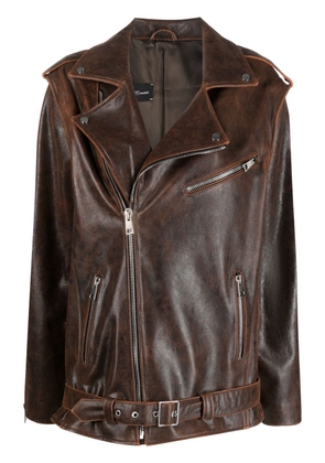 Manokhi oversized leather jacket - Brown