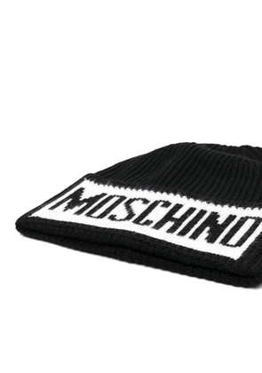 Moschino intarsia-logo knit beanie - Black