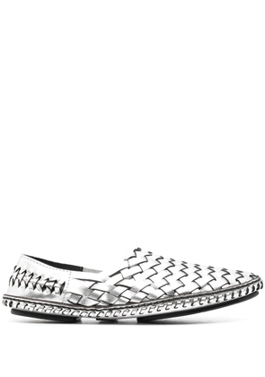 Saint Laurent Neil woven metallic loafers - Silver