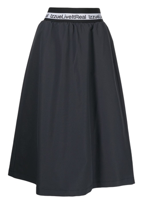 izzue logo-waistband A-line skirt - Grey