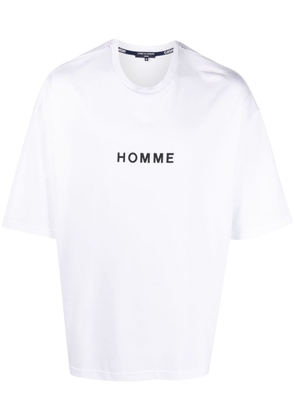 Comme Des Garçons Homme slogan-print cotton T-shirt - White