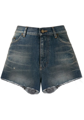 Saint Laurent high-waisted denim shorts - Blue