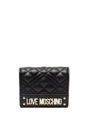 Love Moschino bi-fold quilted logo-plaque wallet - Black