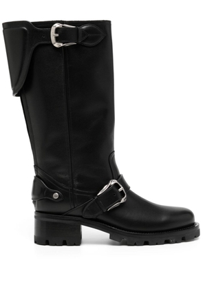 Bally 45mm buckle-embellished leather biker boots - Black