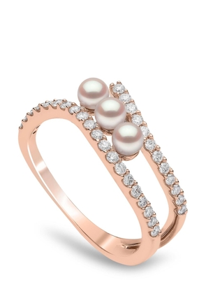 Yoko London 18kt rose gold Sleek Akoya pearl and diamond ring - 9