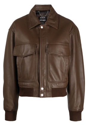 Each X Other cargo-pocket leather bomber jacket - Brown