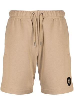 Fred Perry logo-embroidered cotton track shorts - Brown