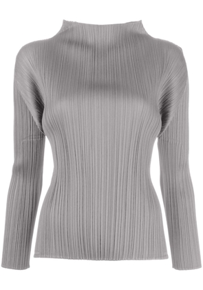 Pleats Please Issey Miyake funnel-neck pleated top - Grey