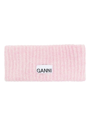 GANNI A Structured Rib logo-appliqué headband - Pink