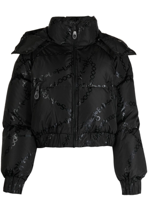Versace Jeans Couture Necklace-print hooded puffer jacket - Black