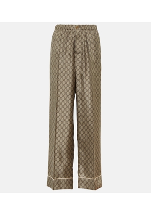 Gucci GG Supreme wide-leg silk pants