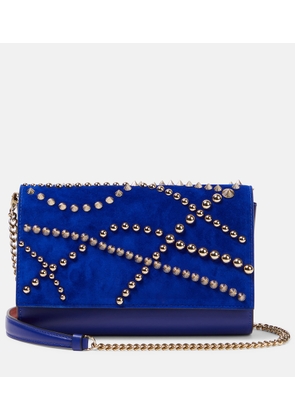 Christian Louboutin Paloma embellished suede and leather clutch