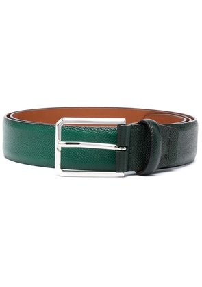 Santoni textured buckle leather belt - Green