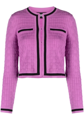 Karl Lagerfeld logo-embroidered two-tone cardigan - Purple