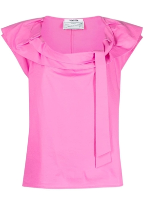 Vivetta ribbon ruched short-sleeve blouse - Pink