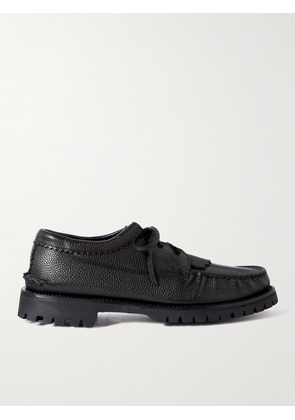 Yuketen - Fringed Full-Grain Leather Kiltie Boat Shoes - Men - Black - US 7